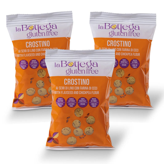 Crostini con semi di lino e farina di ceci