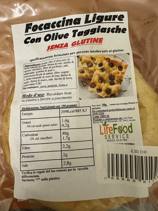 Focaccina con Olive Taggiasche